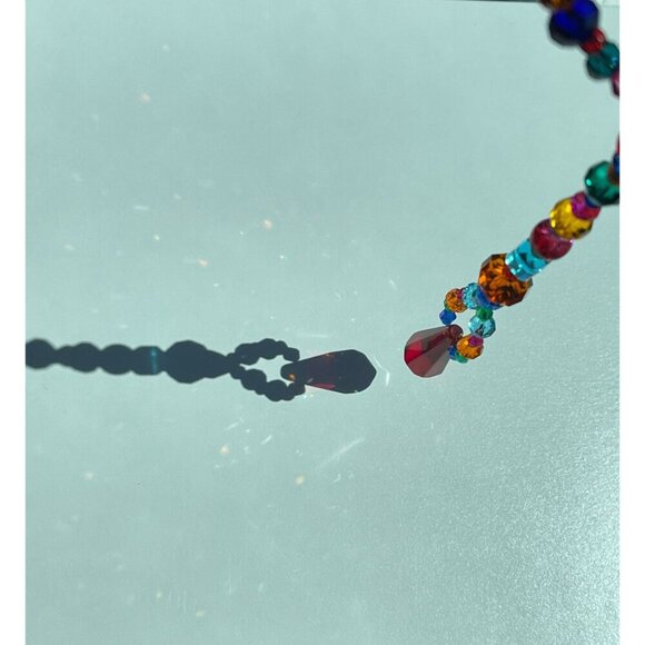 Beaded Suncatcher Rearview Mirror Ornament Colorful Red Crystal Prism Car Charm - Picture 3 of 9